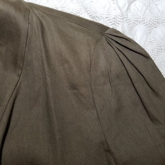 DVF Diane Von Furstenberg Blynn asymmetrical blazer olive brown sz 2 linen blend - Picture 8 of 10